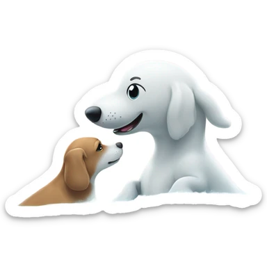 Beluga whale and dog sticker
