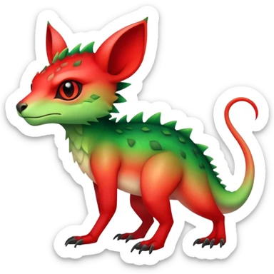 Cool Edgy Green-Red-gradient badass colorful vibrant Fionbri-Vernid-Trico-animal-creature full bodyd sticker