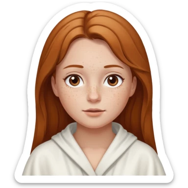 girl having facial wearing white robe, light brown coloour sticker