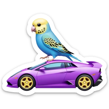 budgie on lamborghini purple sticker