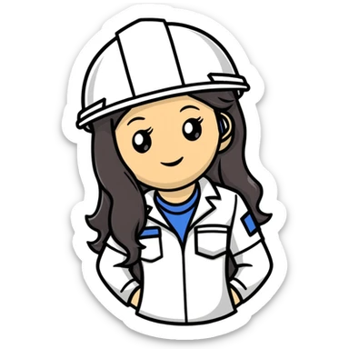 Female engineer with white safety helmet and long hair sticker