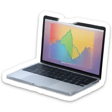 macbook with stock chart on market website sticker