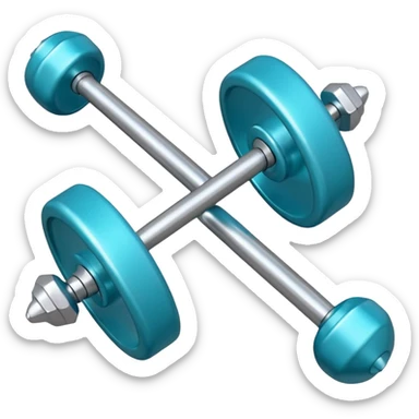 a tiny turquoise-blue barbell sticker