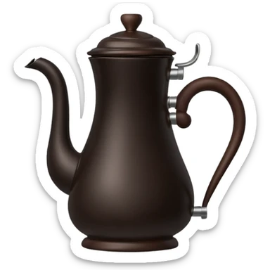 It’s got that round, bulbous base at the bottom, a curved handle on one side, and a slender neck that flares out a bit at the top. It’s all black, really smooth, and has that traditional Ethiopian coffee pot vibe sticker