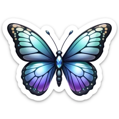 Glossy shiny iridescent gradient Obsidian glass crystal butterfly sticker