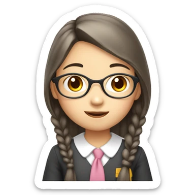 cute asian school girl study  sticker