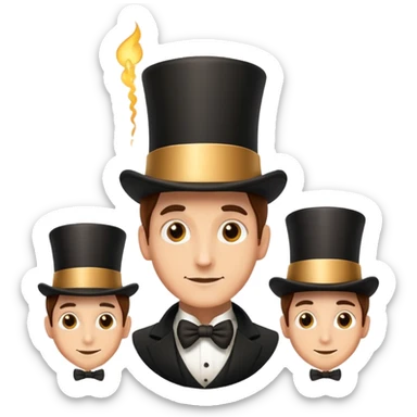 man wearing three magic top hats sticker