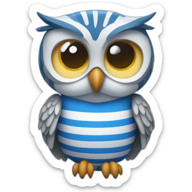 Owl wearing blue and white striped shirt sticker