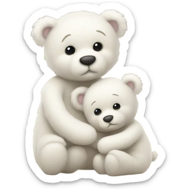 White teddy bears hugging sticker