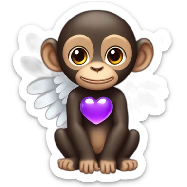 chimpanzee angel with a purple heart sticker