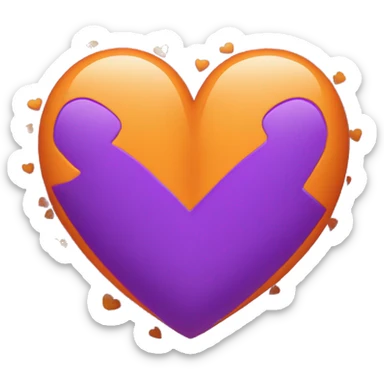 orange and purple heart, split straight down the center sticker