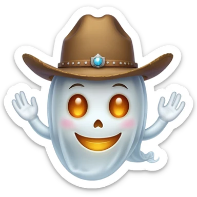 Friendly ghost in a cowboy hat sticker