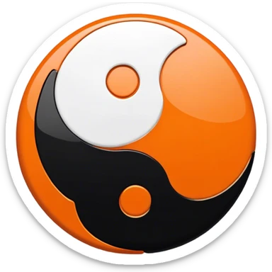 Orange and black ying yang sticker