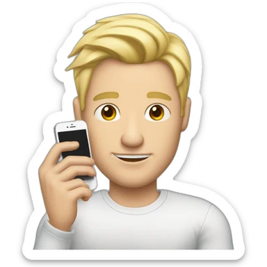 widows peak hair Blonde man holding iPhone in hand sticker