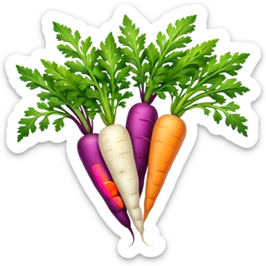 Purple yellow white carrots  sticker