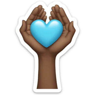 Hands holding a babyblue heart sticker