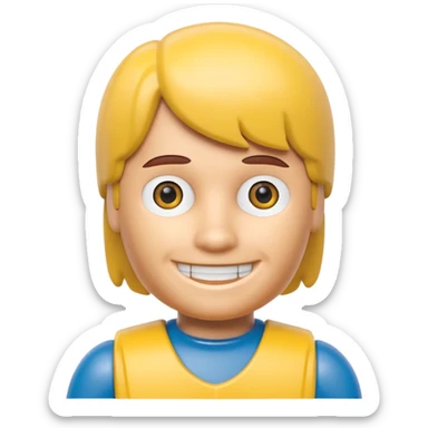 smiling Playmobil toy character sticker