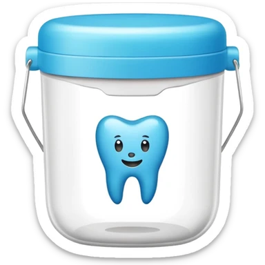 A small round plastic container with the phrase  "dental floss" on it sticker