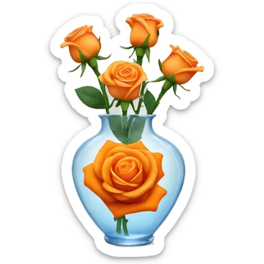 Orange rose in a water filled vase  sticker