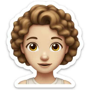 girl with pale skin, hazel eyes, brown hair, freckles sticker