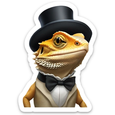 Bearded dragon with a top hat sticker
