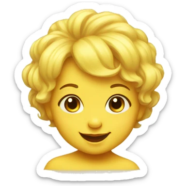 Yellow smiling baby girl with tuft of hair sticker