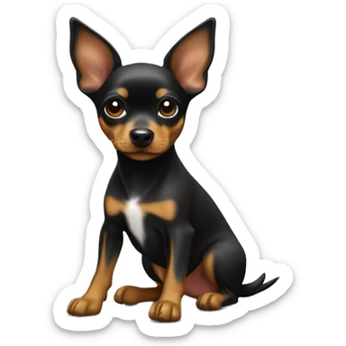 Black tan mini pinscher with money sticker