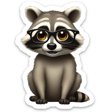 raccoon with round big glasses sticker