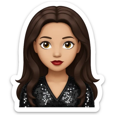 Vesta Williams, R&B Singer with long dark brown hair, black sequin outfit sticker