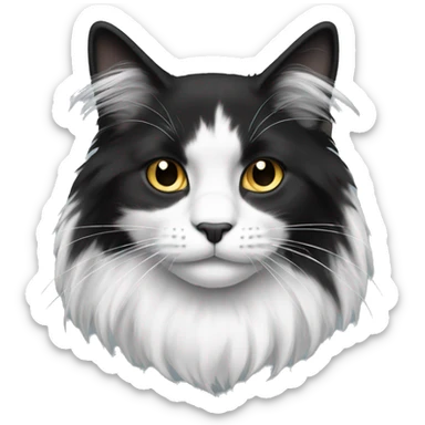 Black and white long haired cat sticker