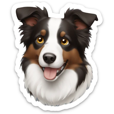 tricolor border collie with one brown and one blue eye  sticker