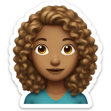 Tan skinned girl with  long brown curly hair  sticker