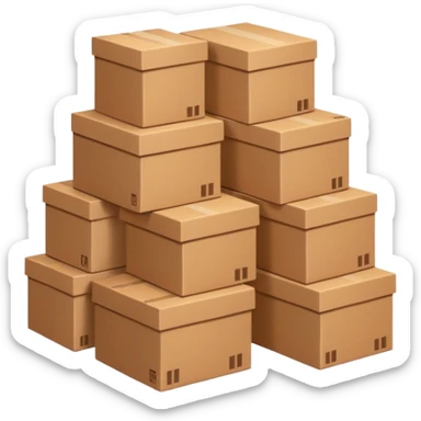 gigantic pile of cardboard boxes sticker