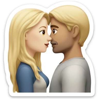 pale girl with brown hair kissing man with blonde hair sticker