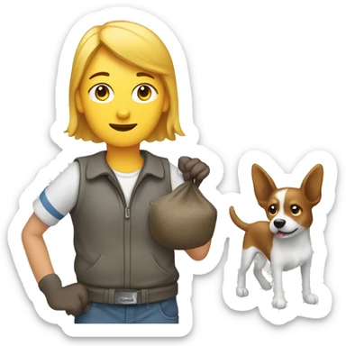 Person picking up dog poop sticker