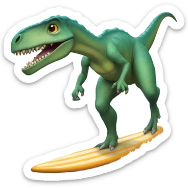 a surfing dinosaur  sticker