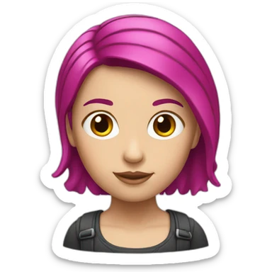 White girl with a magenta hair sticker