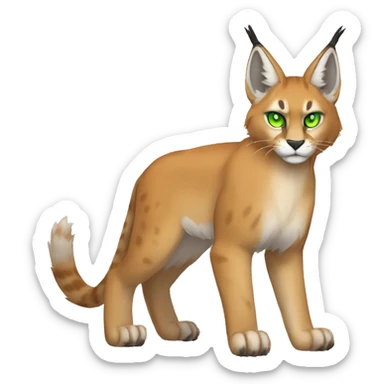 Lynx-Caracal-Fakemon-hybrid with orange points, green eyes brown toes, and short tail, full body sticker