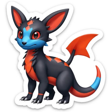 Cute Exotic Colorful Guilmon-Salandit-Umbreon-Fakémon-hybrid-creature (full body)  sticker