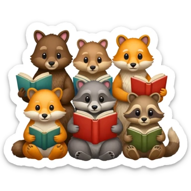 animals reading books sticker