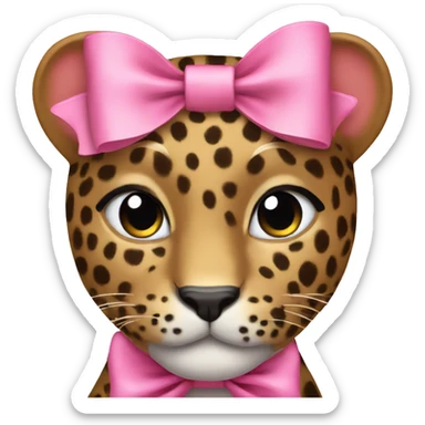 leopard wearing pink bow  sticker