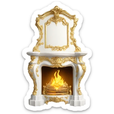 Rococo fireplace pretty gold and white sticker