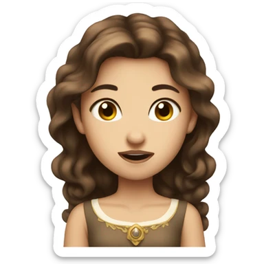 Brown hair princess biting lip sticker