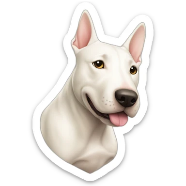 staff bull terrier blanc creme coucher sur un coeur sticker