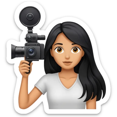 content creator, filming, black long hair tanned woman sticker