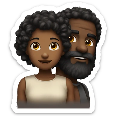 A beautiful dark hairy girl with a strong dark hairy man  sticker