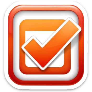 a checkbox with a white checkmark over top of a red-to-orange gradient background sticker