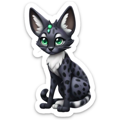 Kawaii Cute Edgy Black Purple White ethereal eldritch Serval-Fionbri-Vernid full body sticker