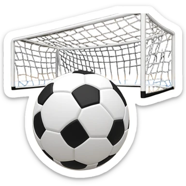 A mini football (futsal) ball placed on the court, with the goals and boundary lines visible in the background. The scene captures the fast-paced nature of the sport, with the compact indoor court and a focus on the ball ready for action. sticker