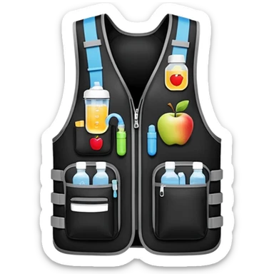 running vest designed for hydration and carrying small items, shown on its own, no person, apple emoji style sticker